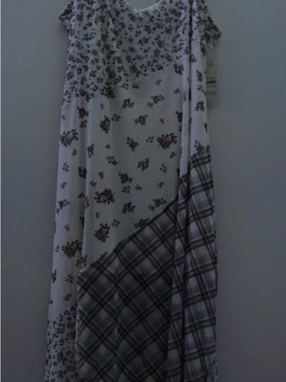 No Boundaries White Maxi Skirt with Brown Floral & Plaid Panels